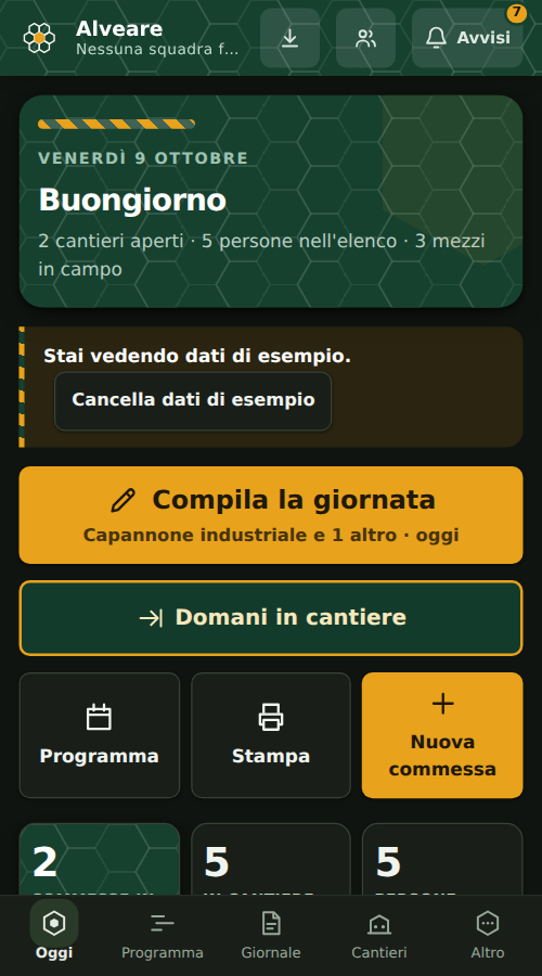 Schermata Oggi: i cantieri aperti e chi ci lavora